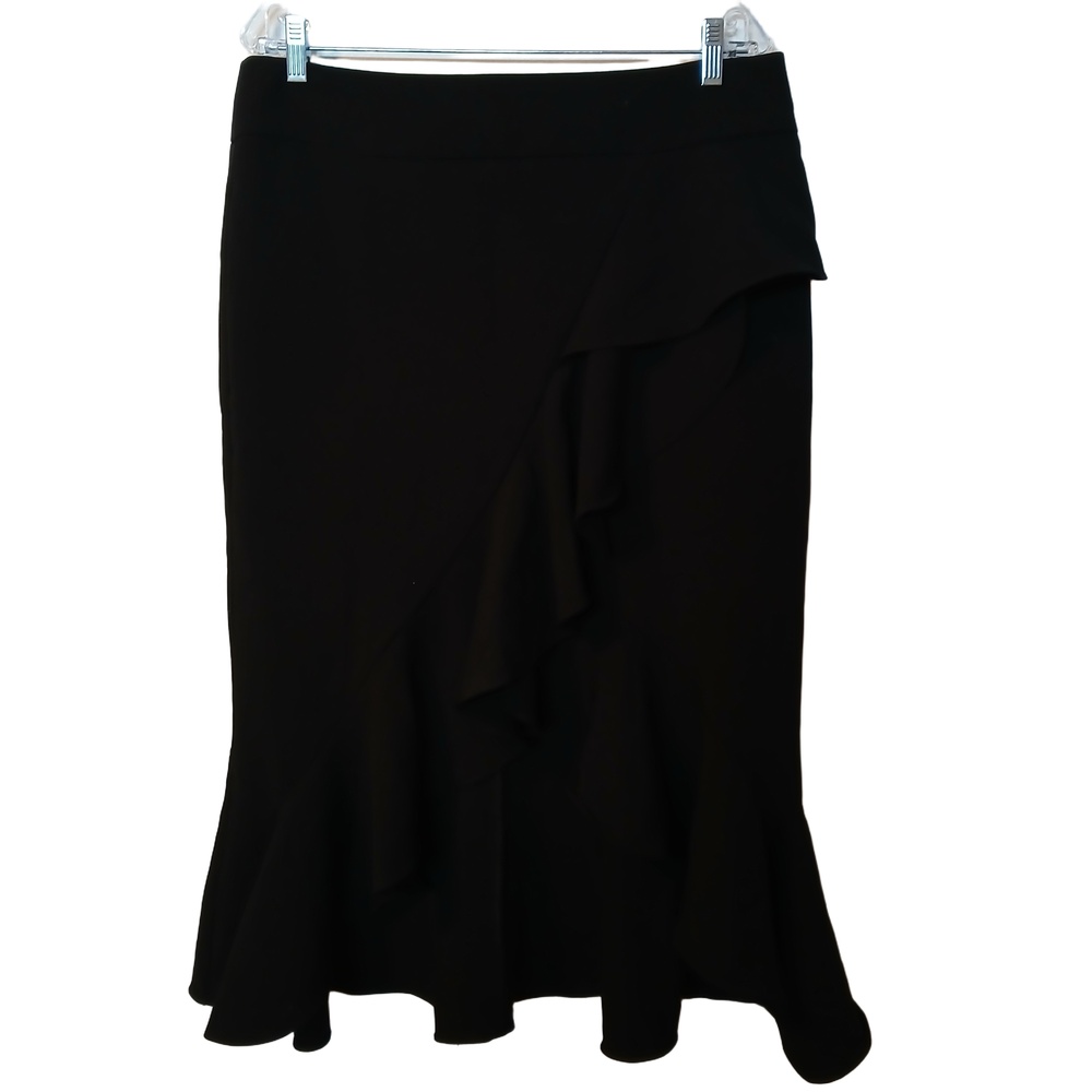 NEW YORK & COMPANY Womens Black Mermaid Hem Ruffle Career Wear to Work Skirt 14